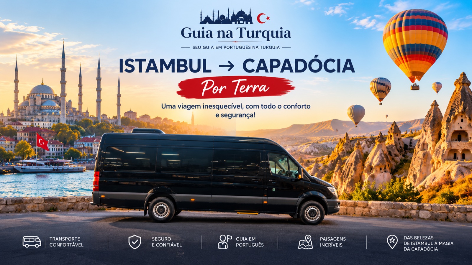 Istambul à Capadócia por terra — van privativa, Mesquita Azul e balões da Capadócia